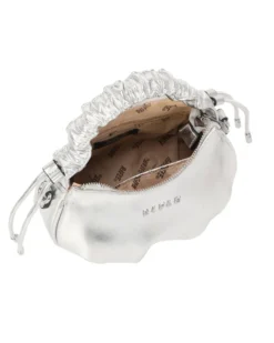 RIFLE - Minibag argento con manico arricciato, tracolla removibile