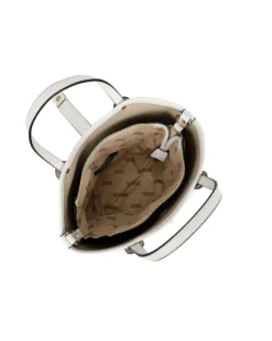 RIFLE - Minibag avorio scamosciata con pattina e chiusura a girello, tracolla removibile