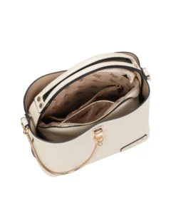 RIFLE - Minibag beige con tre scomparti principali e dettaglio catenina, tracolla removibile