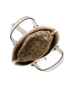 RIFLE - Minibag beige scamosciata con pattina e chiusura a girello, tracolla removibile