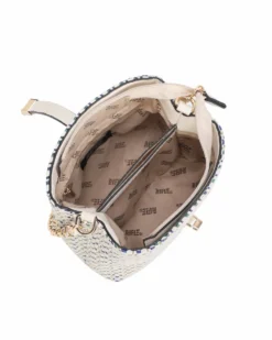 RIFLE - Minibag blu intrecciata con con pattina e chiusura a girello