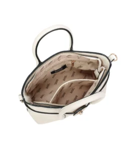 RIFLE - Minibag due manici beige con parte frontale scamosciata e dettaglio cinturino con girello, tracolla removibile