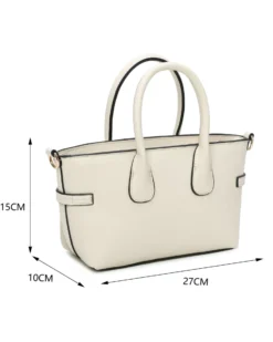 RIFLE - Minibag due manici beige con parte frontale scamosciata e dettaglio cinturino con girello, tracolla removibile