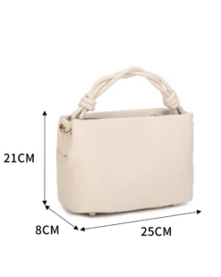 RIFLE - Minibag naturale con manico intrecciato, tracolla removibile