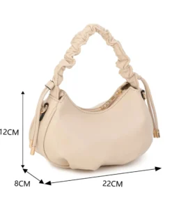 RIFLE - Minibag naturale con manico arricciato, tracolla removibile