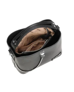 RIFLE - Minibag nera con tre scomparti principali e dettaglio catenina, tracolla removibile