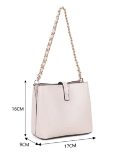 RIFLE - Minibag nude con tre scomparti principali e pattina con chiusura a girello, tracolla removibile