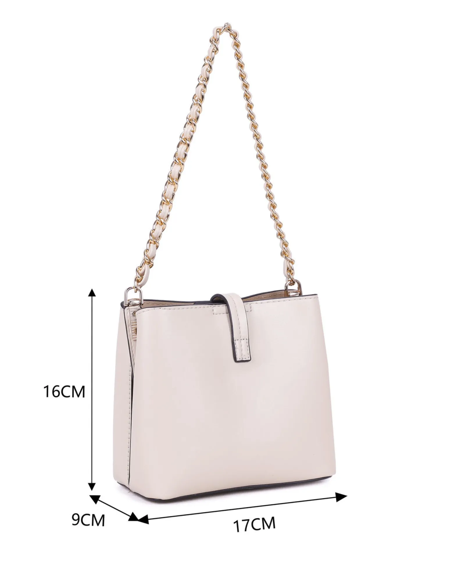 RIFLE - Minibag nude con tre scomparti principali e pattina con chiusura a girello, tracolla removibile