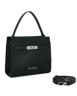 RIFLE - Minibag un manico nera con tasca posteriore e cinturini con chiusura a girello, tracolla removibile