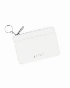 RIFLE - Portacarte bianco effetto intreccio con tasca portaspicci e anello portachiavi