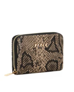 RIFLE - Portacarte marrone pitonato con chiusura a zip