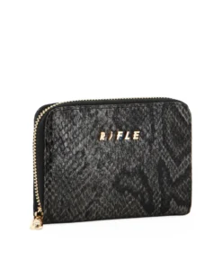 RIFLE - Portacarte nero pitonato con chiusura a zip