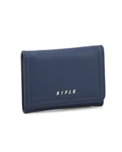 RIFLE - Portafoglio blu con patta e taschino posteriore con chiusura a zip