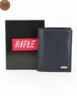 RIFLE - Portafoglio blu in VERA PELLE con ribaltine