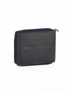 RIFLE - Portafoglio blu in VERA PELLE con chiusura a zip