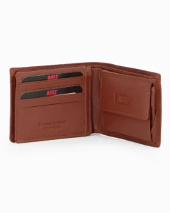 RIFLE - Portafoglio cognac da uomo in VERA PELLE con ribaltina interna