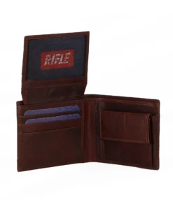 RIFLE - Portafoglio da uomo jeans/cuoio in VERA PELLE