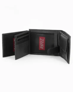 RIFLE - Portafoglio nero in VERA PELLE con ribaltine