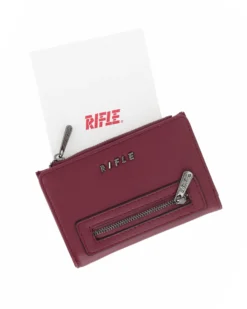 RIFLE - Portafoglio rosso orizzontale da donna con zip frontale