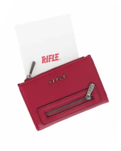 RIFLE - Portafoglio rubino orizzontale da donna con zip frontale