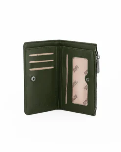 RIFLE - Portafoglio verde orizzontale da donna con zip frontale