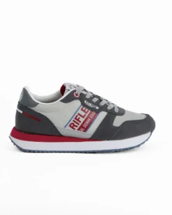 RIFLE - Scarpa grigia con lacci e dettagli rossi
