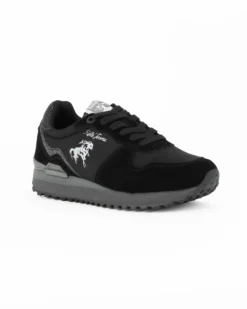 RIFLE - Scarpa nera da donna con lacci e logo laterale
