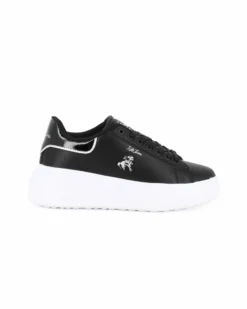 RIFLE - Scarpa sneakers nera con lacci e patch posteriore metallizzata