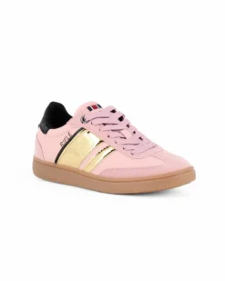 RIFLE - Scarpa sneakers rosa da donna con lacci e dettagli oro