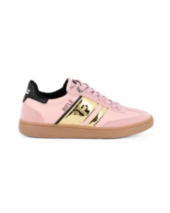 RIFLE - Scarpa sneakers rosa da donna con lacci e dettagli oro