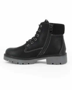 RIFLE - Scarponcino nero da donna con lacci e zip laterale