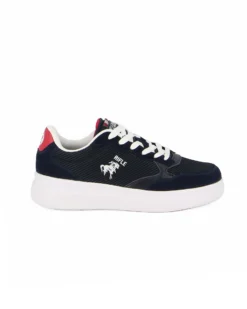 RIFLE - Sneaker blu in tela con pach rossa