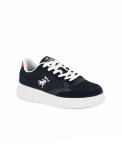 RIFLE - Sneaker blu in tela con pach rossa