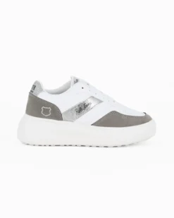 RIFLE - Sneakers bianca da donna con dettagli argento
