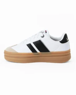 RIFLE - Sneakers bianca da donna con patch posteriore e bande laterali nere