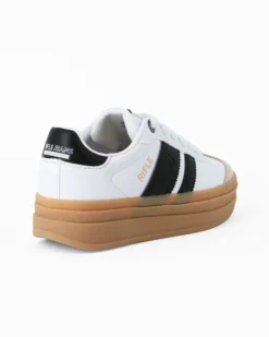 RIFLE - Sneakers bianca da donna con patch posteriore e bande laterali nere