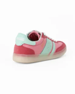 RIFLE - Sneakers rosa da donna con patch posteriore e bande laterali verde acqua