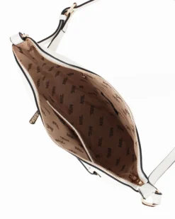 RIFLE - Tracolla mezzaluna bianca con tasca frontale maculata