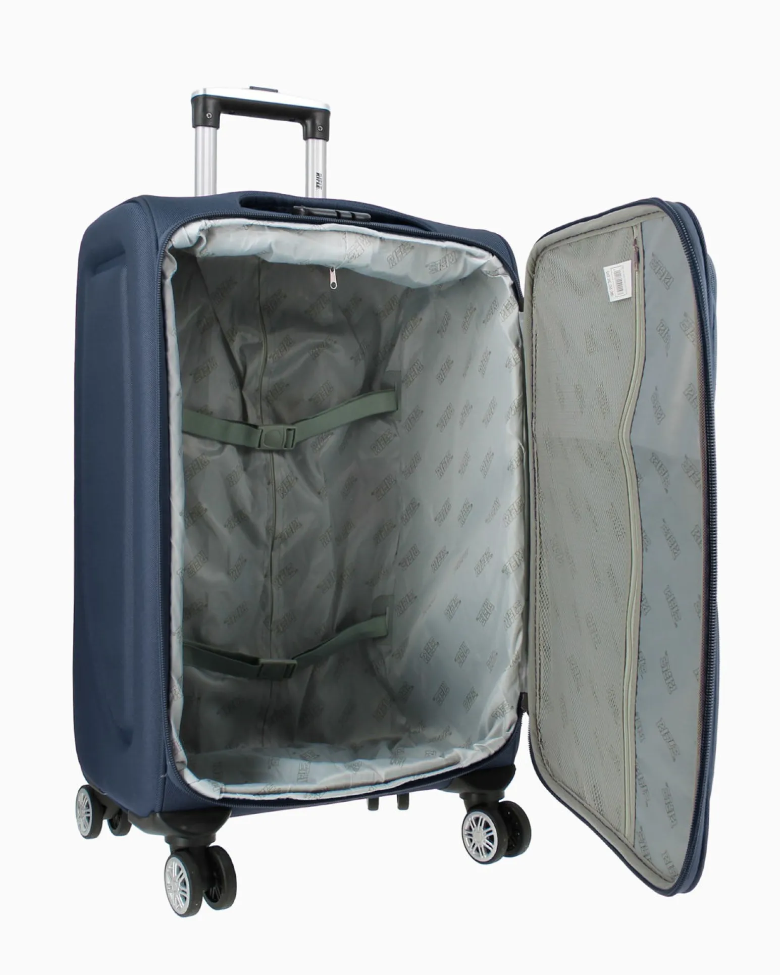 RIFLE - TROLLEY BLU IN TESSUTO CON DOPPIA TASCA FRONTALE E 4 RUOTE