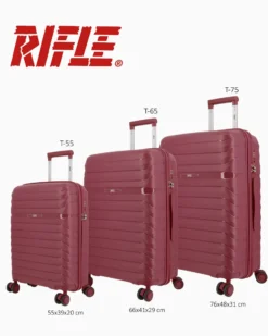 RIFLE - TROLLEY BORDEAUX IN ABS 4 RUOTE CON COMBINAZIONE TSA
