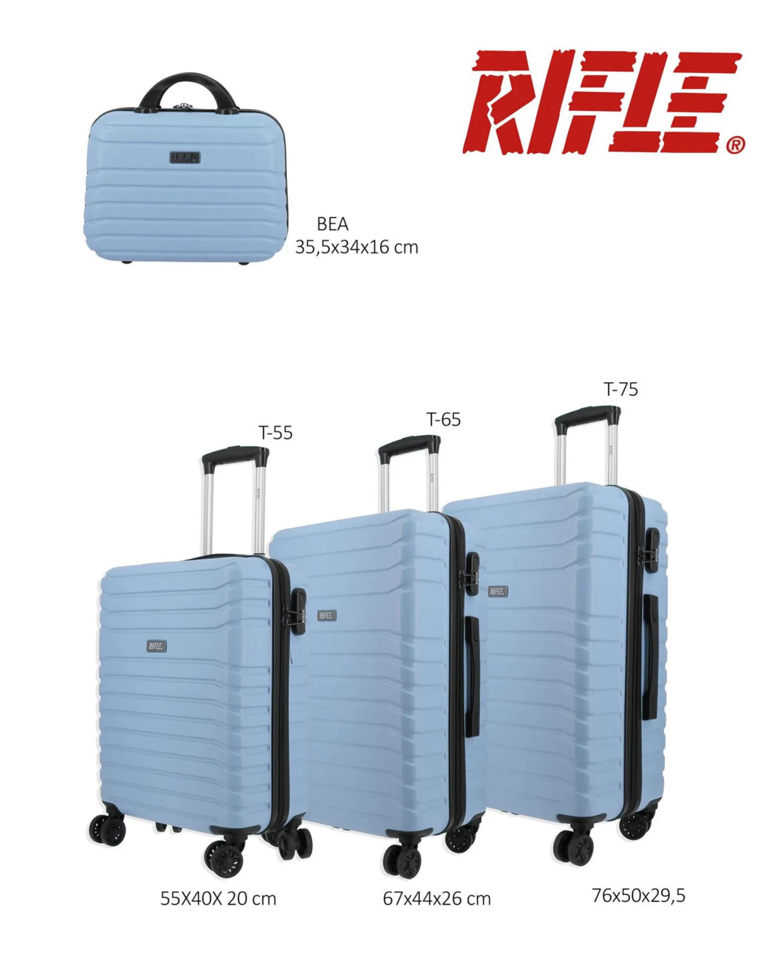 RIFLE - TROLLEY CELESTE IN ABS 4 RUOTE