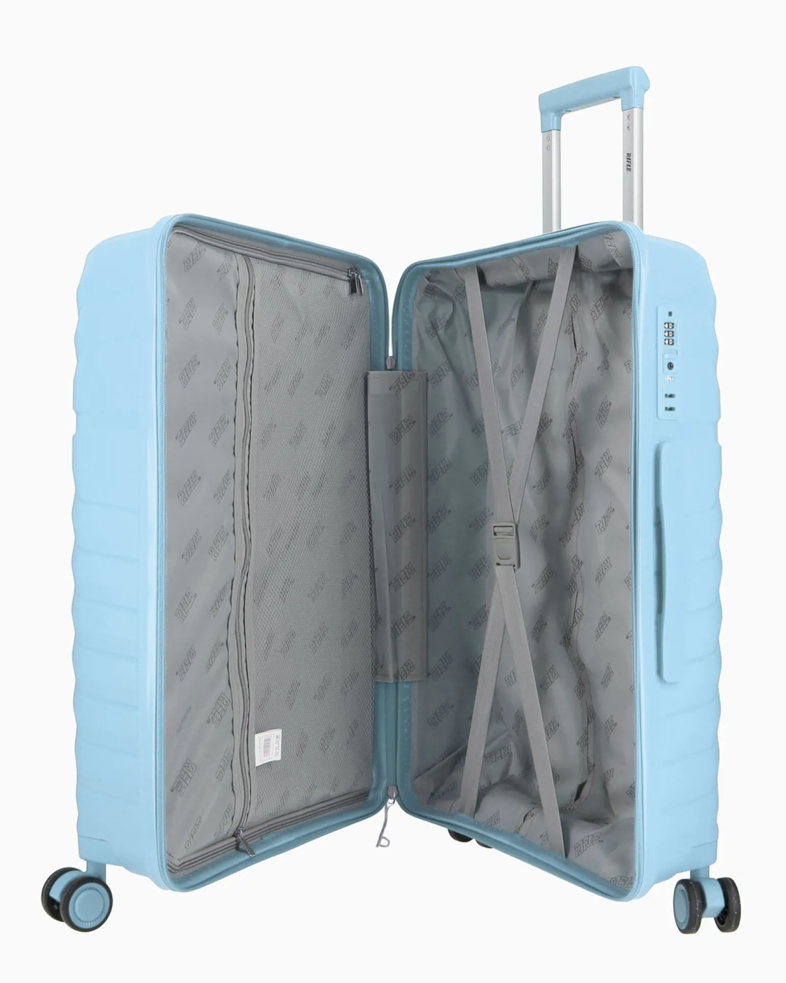 RIFLE - TROLLEY CELESTE IN ABS 4 RUOTE CON COMBINAZIONE TSA