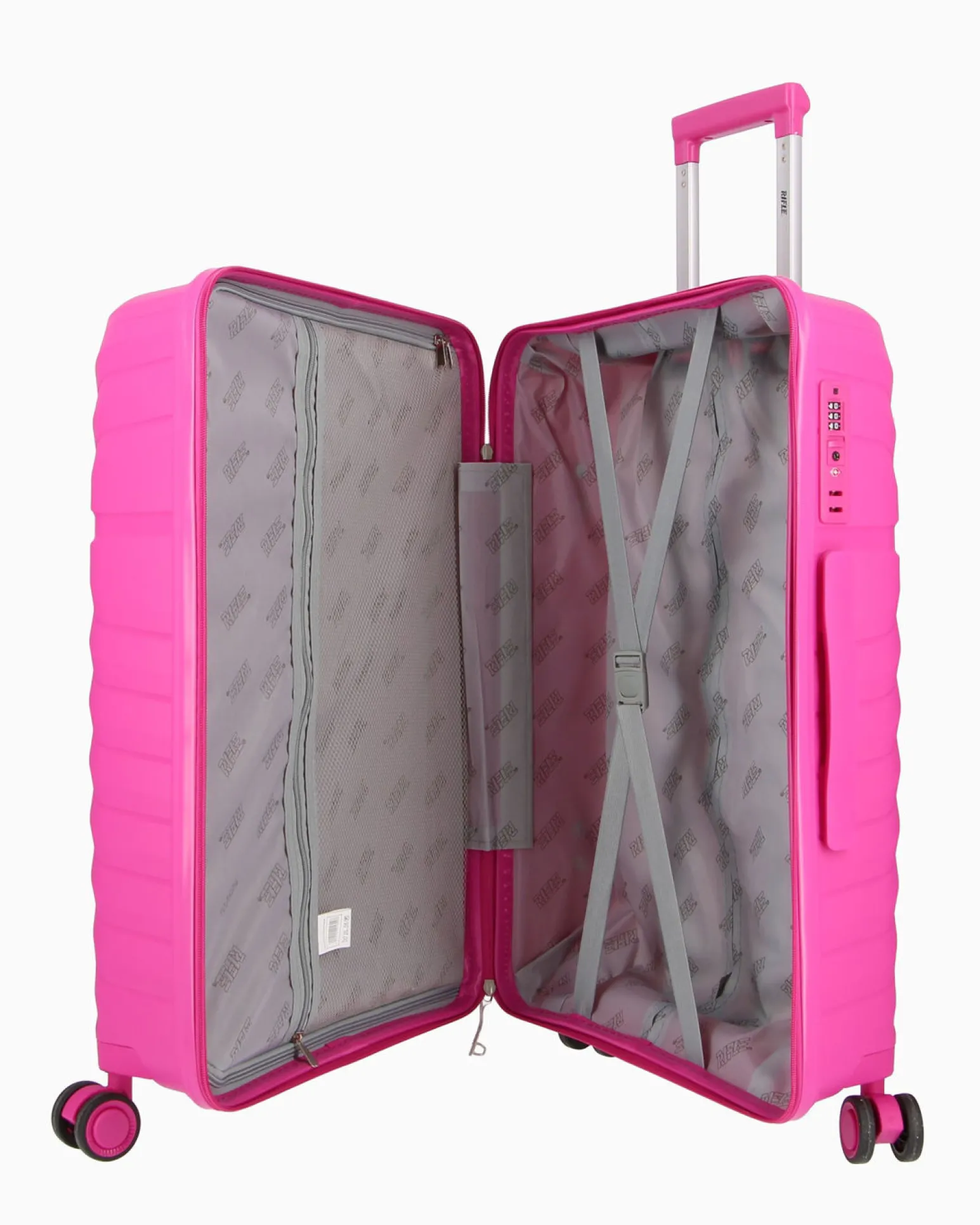 RIFLE - TROLLEY FUXIA IN ABS 4 RUOTE CON COMBINAZIONE TSA