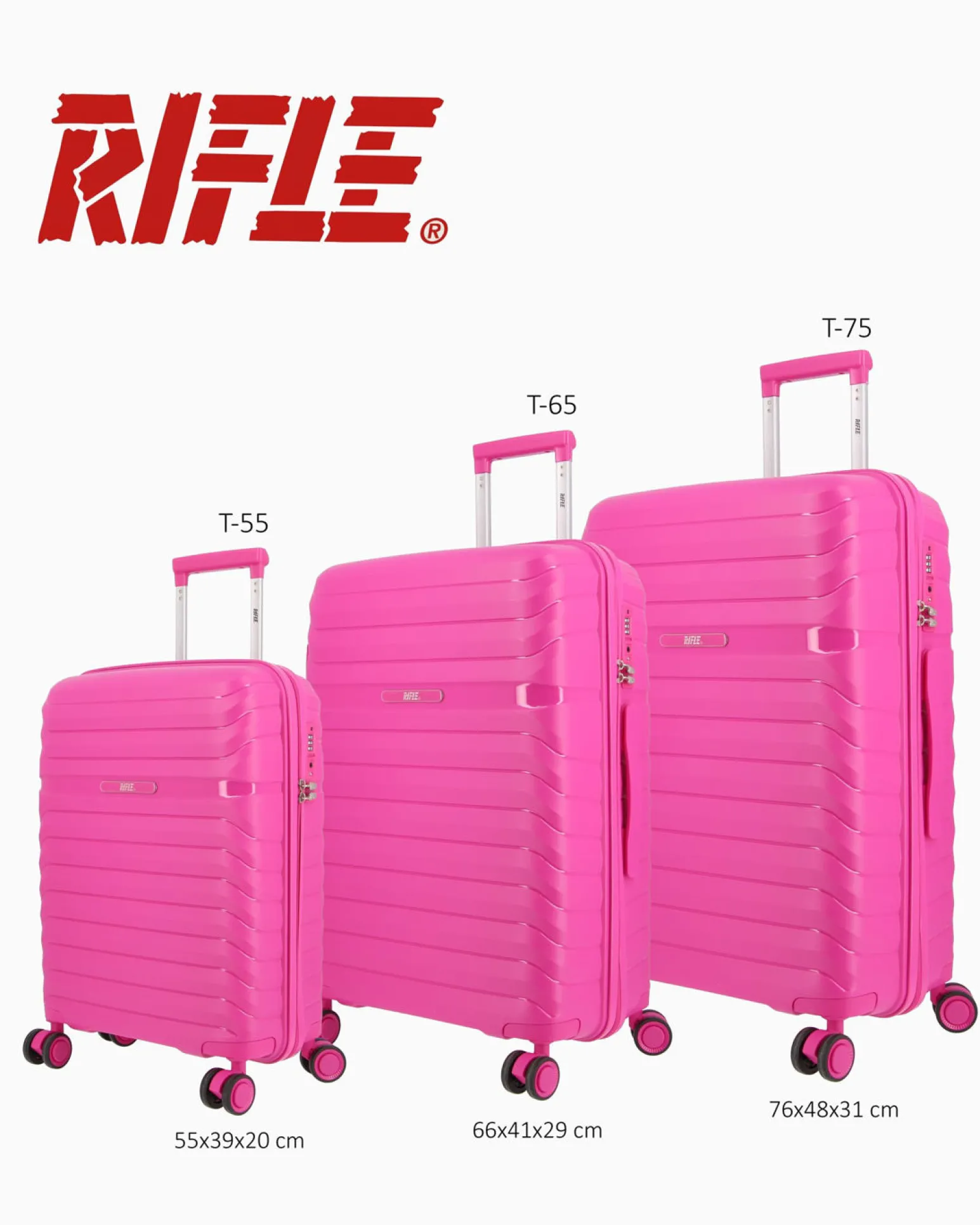 RIFLE - TROLLEY FUXIA IN ABS 4 RUOTE CON COMBINAZIONE TSA