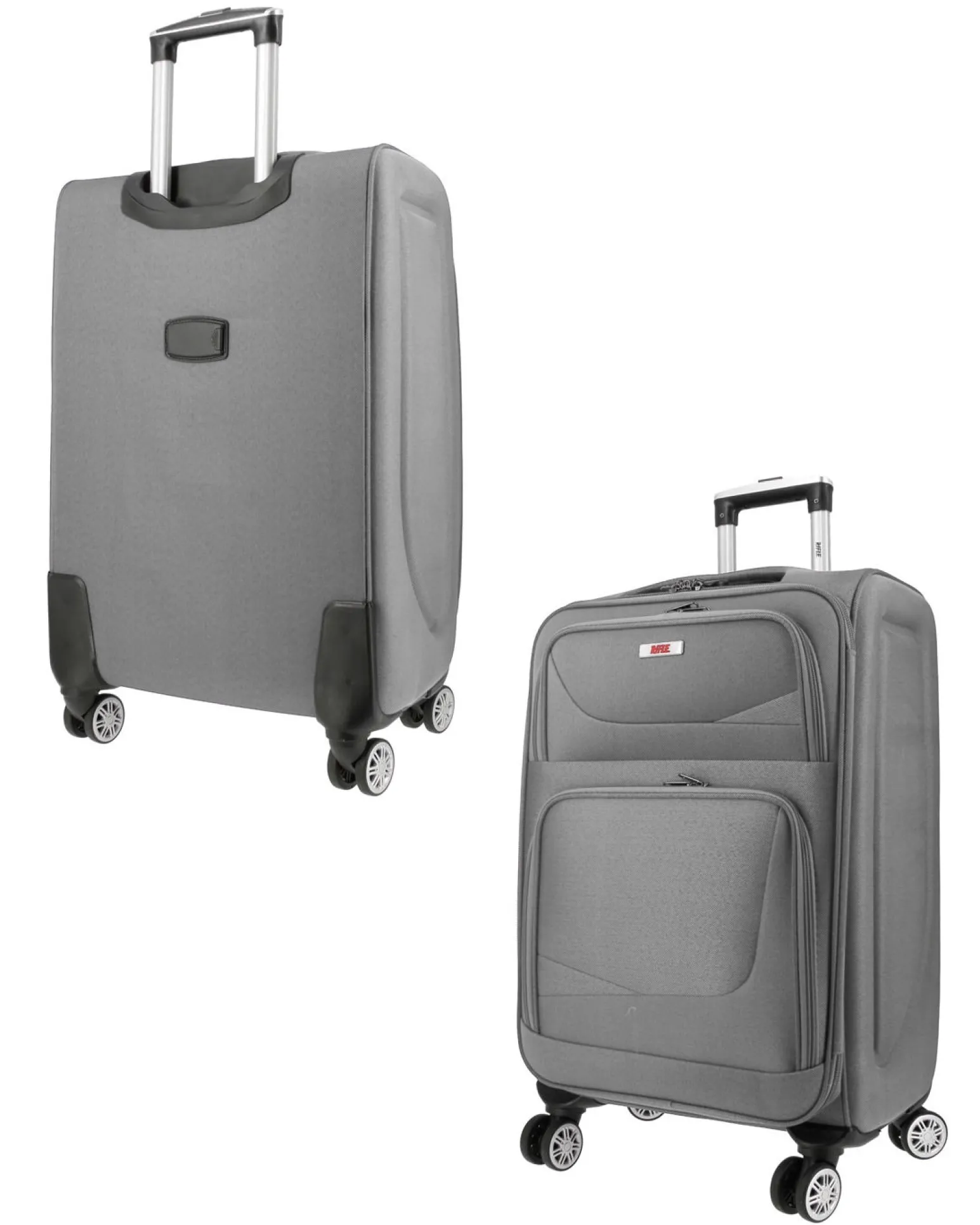 RIFLE - TROLLEY GRIGIO IN TESSUTO CON DOPPIA TASCA FRONTALE E 4 RUOTE