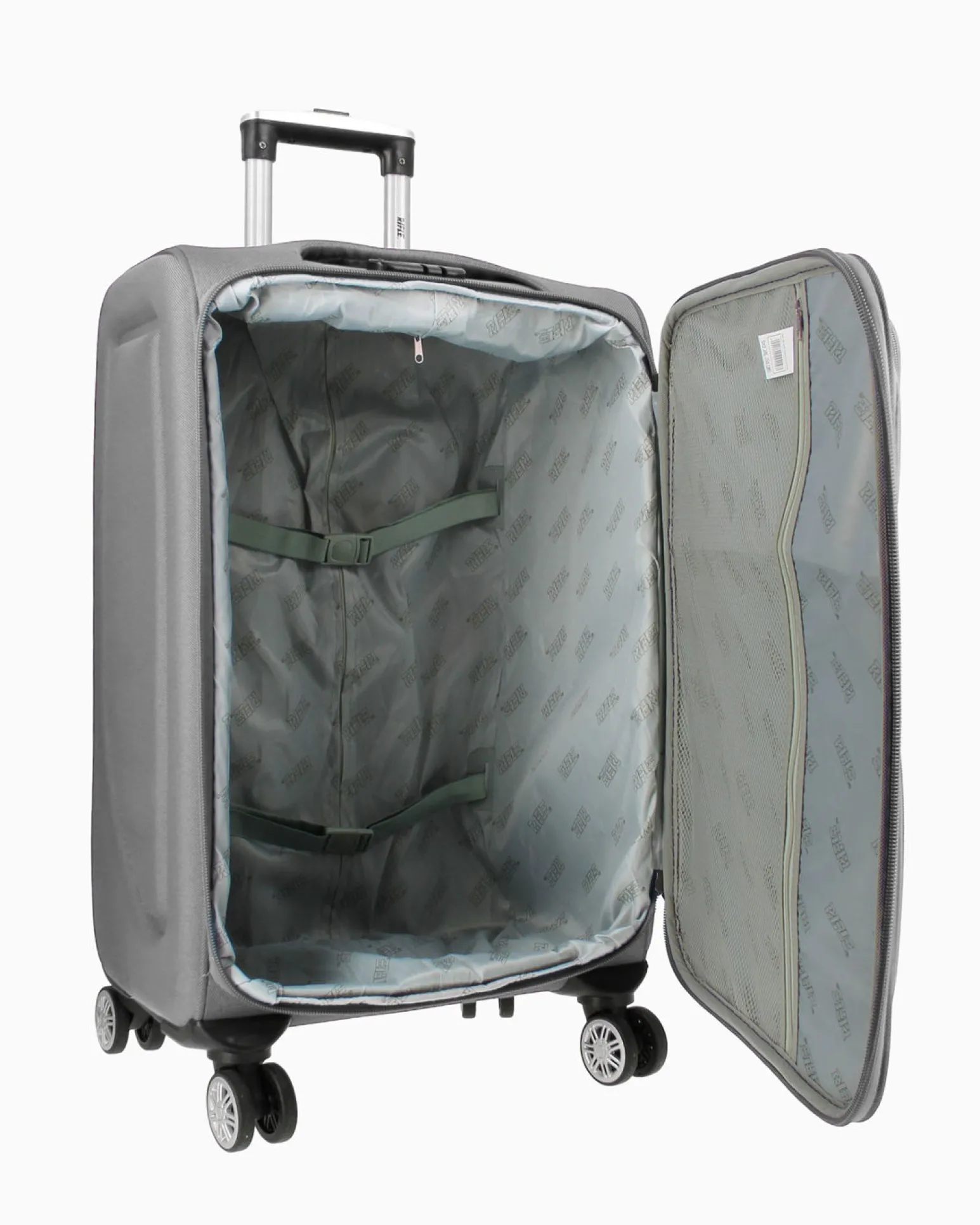 RIFLE - TROLLEY GRIGIO IN TESSUTO CON DOPPIA TASCA FRONTALE E 4 RUOTE