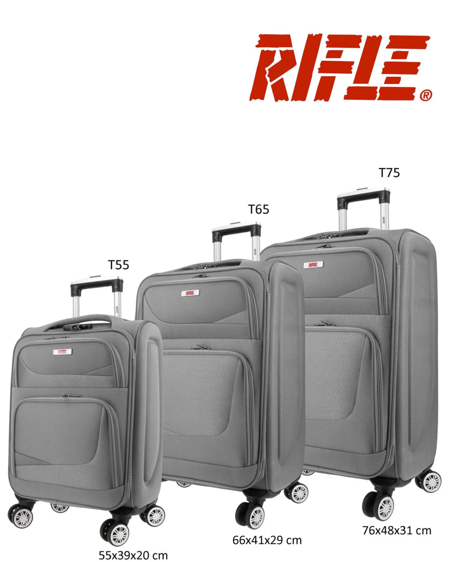 RIFLE - TROLLEY GRIGIO IN TESSUTO CON DOPPIA TASCA FRONTALE E 4 RUOTE