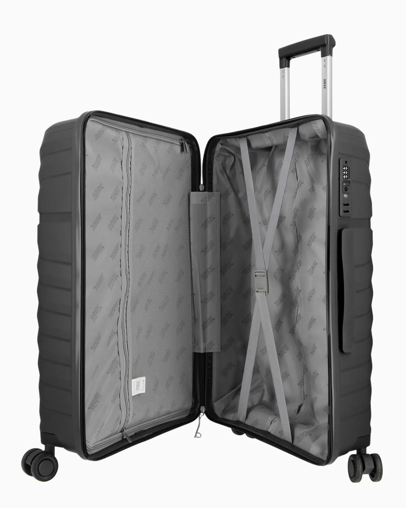 RIFLE - TROLLEY NERO IN ABS 4 RUOTE CON COMBINAZIONE TSA