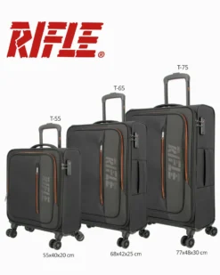 RIFLE - TROLLEY NERO IN TESSUTO CON DOPPIA TASCA FRONTALE, COMBINAZIONE TSA E 4 RUOTE