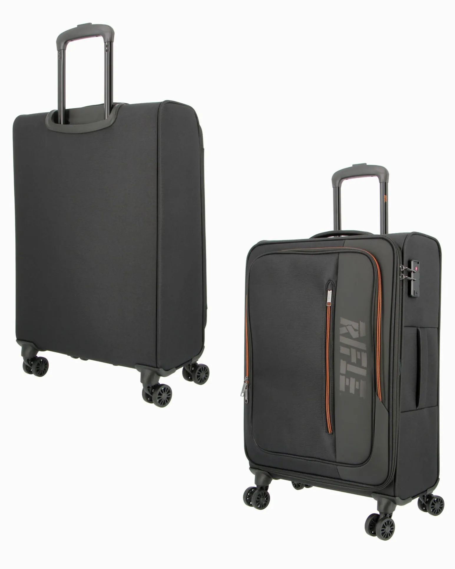 RIFLE - TROLLEY NERO IN TESSUTO CON DOPPIA TASCA FRONTALE, COMBINAZIONE TSA E 4 RUOTE
